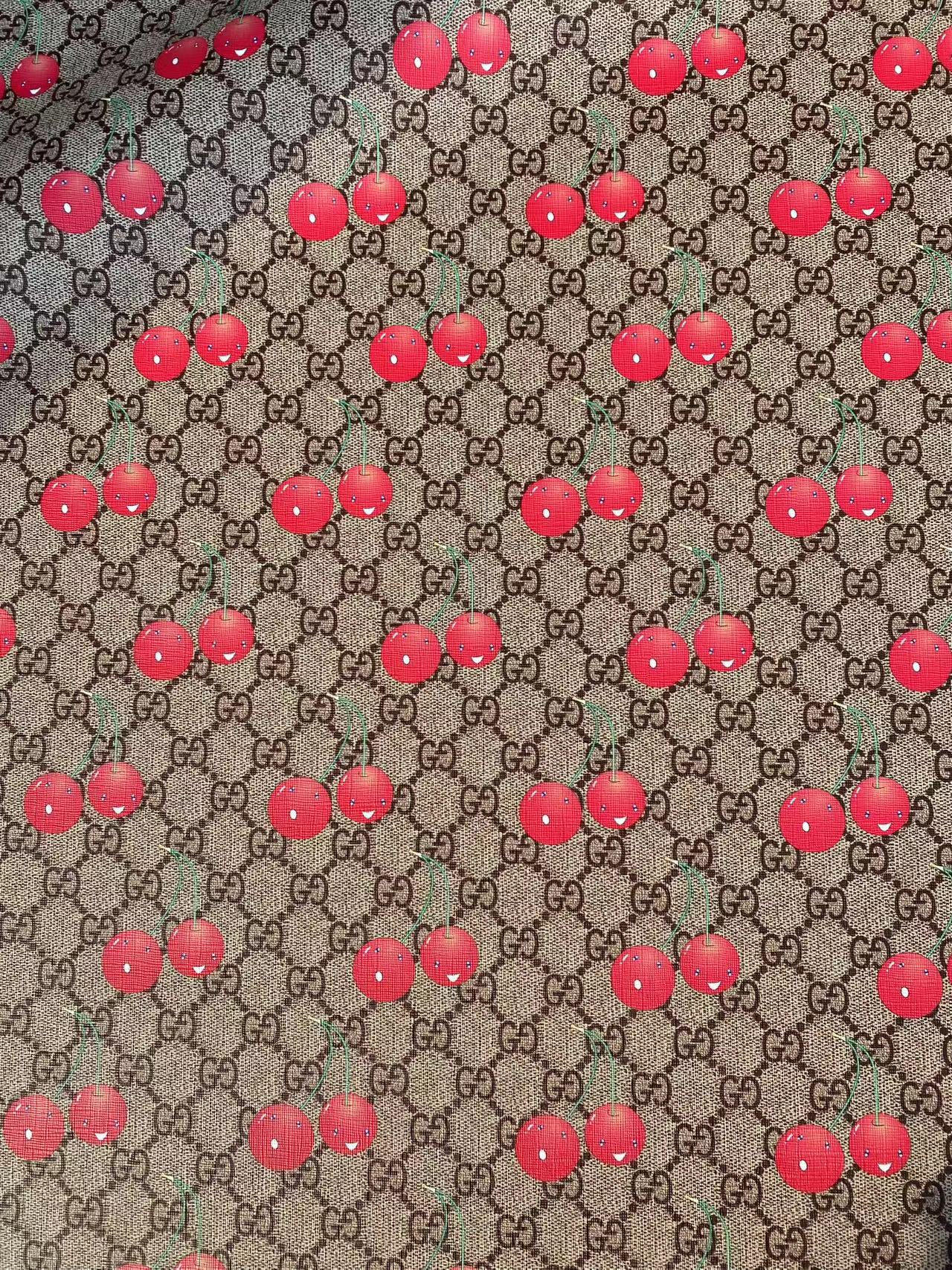 Gucci Cherry Designer Custom DIY Leather Fabric