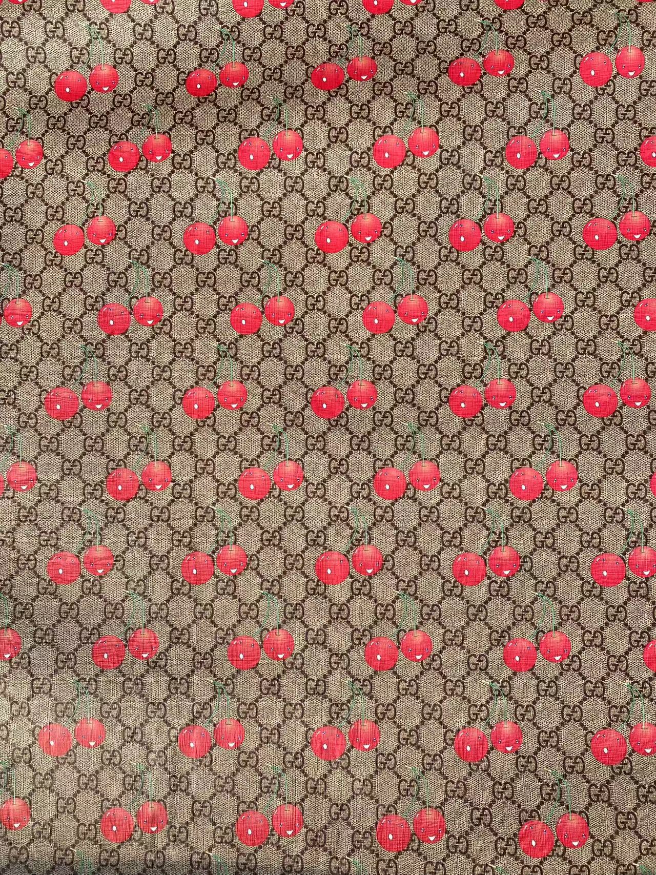 Gucci Cherry Designer Custom DIY Leather Fabric