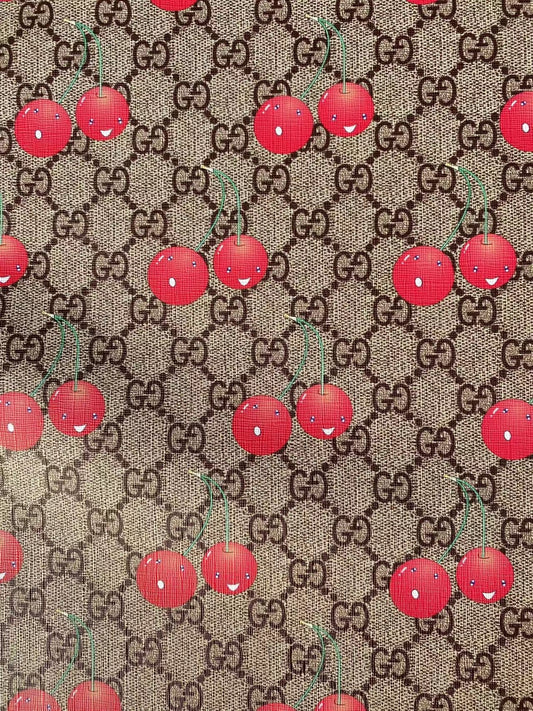 Gucci Cherry Designer Custom DIY Leather Fabric