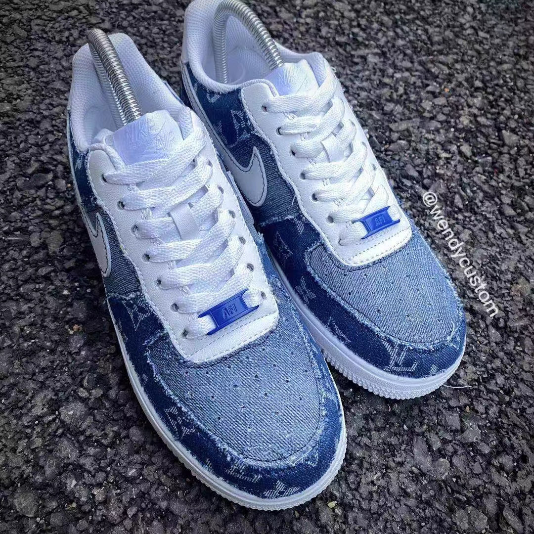 Denim LV Custom Made Sneakers Air Force One for Man