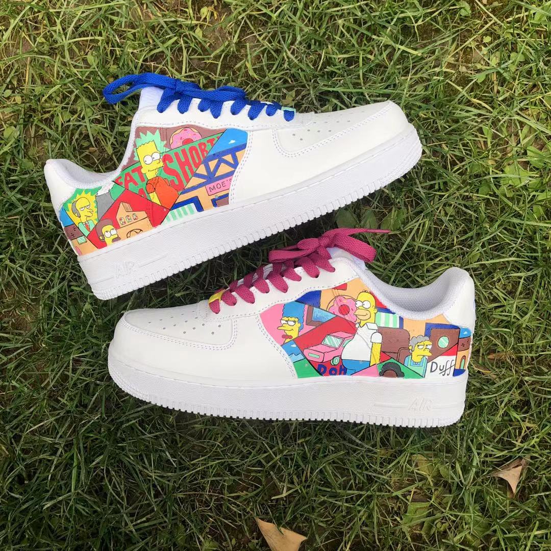 Hand-painted Simpsons Air Force One Custom Sneakers Handcrafting For Man