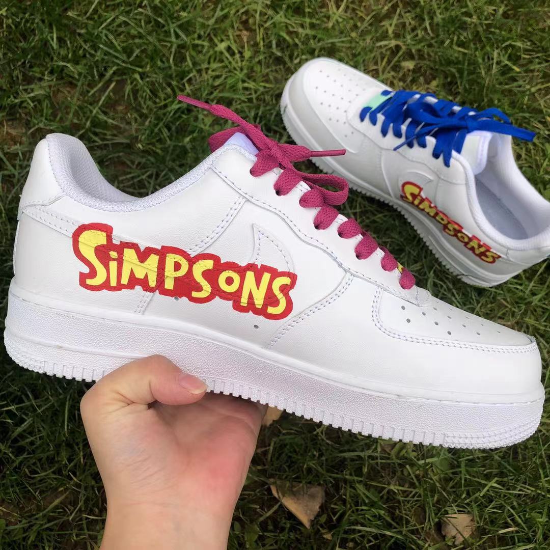 Hand-painted Simpsons Air Force One Custom Sneakers Handcrafting For Man