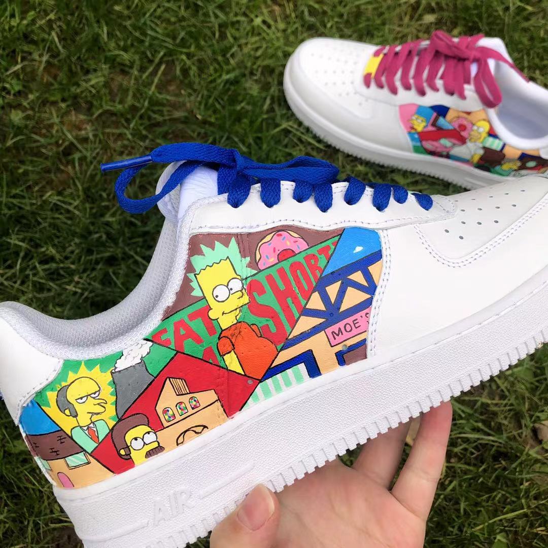 Hand-painted Simpsons Air Force One Custom Sneakers Handcrafting For Man