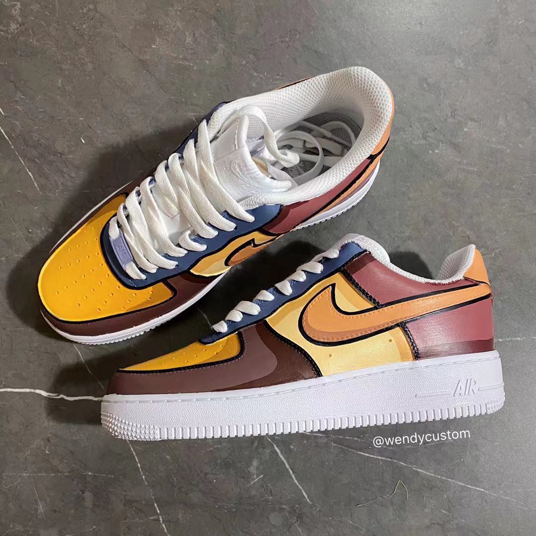 Hand-Painted Colorful Shadow Air Force One AF1 Sneakers for Woman