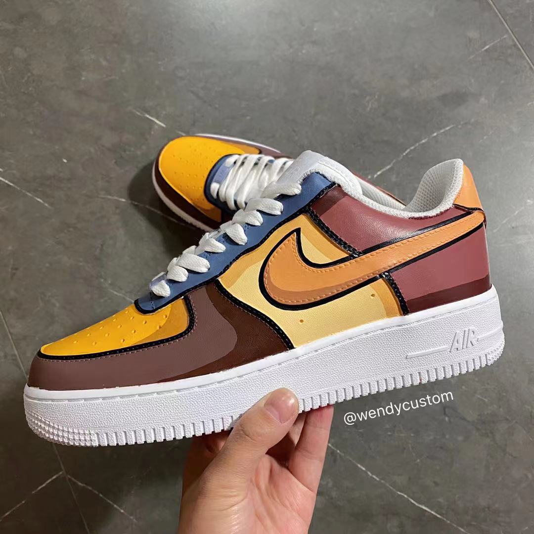 Hand-Painted Colorful Shadow Air Force One AF1 Sneakers for Woman