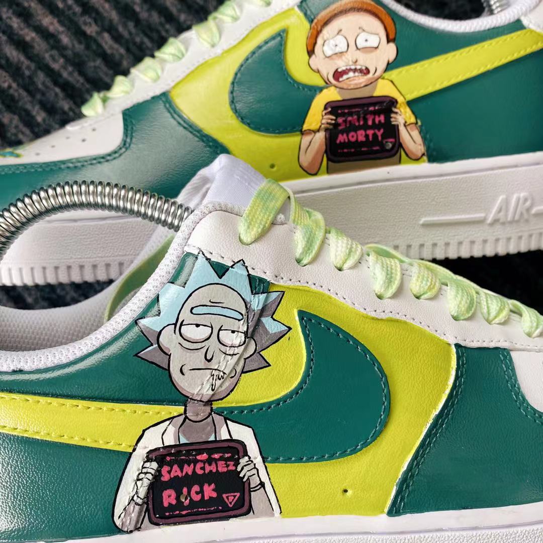 Hand-Painted Rick and Morty Sneakers Custom Air Force One for Man