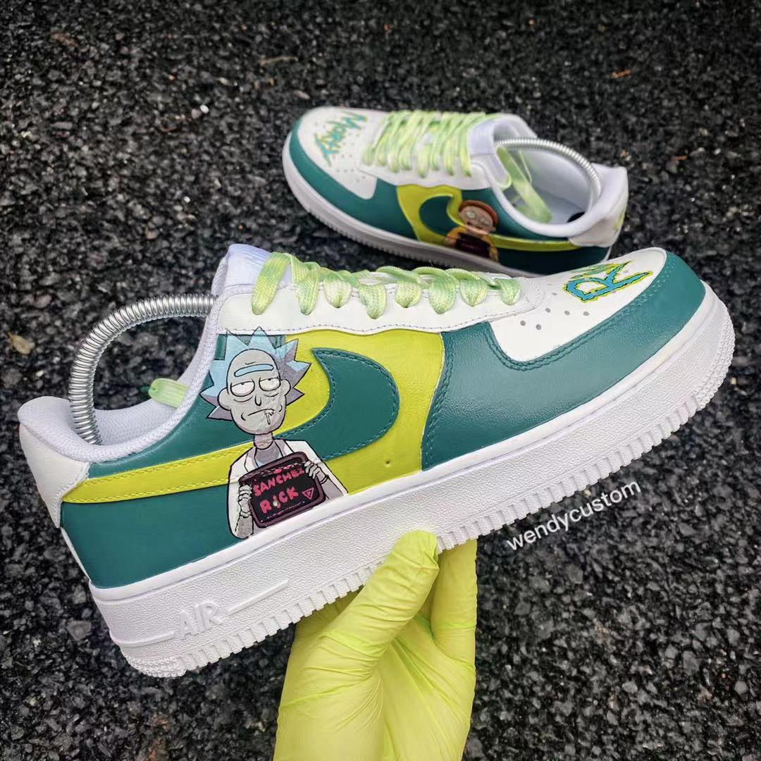 Hand-Painted Rick and Morty Sneakers Custom Air Force One for Woman