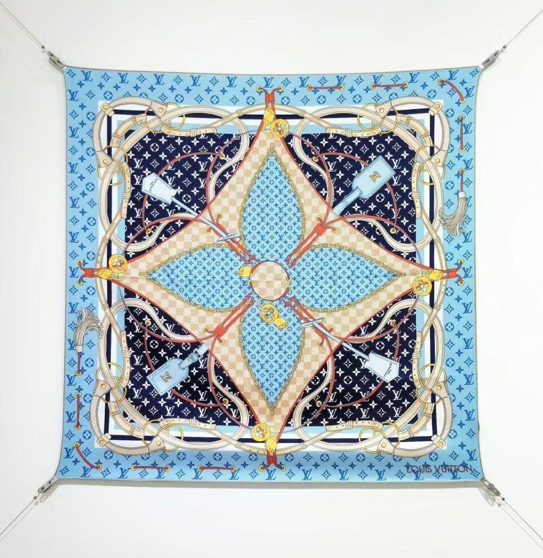 LV Flower And Straps Silk Scarves (90×90cm)