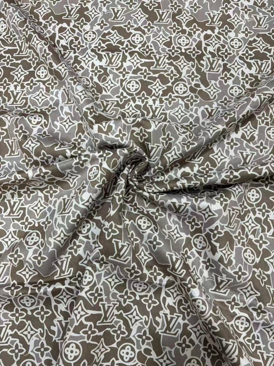 Black Grey Louis Vuitton Stretchy Suede Fabric for Speaker Pod Cover DIY - mingfabricstore