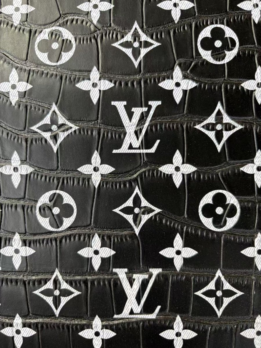 Black White Louis Vuitton Croc Leather for DIY Bag Custom - mingfabricstore