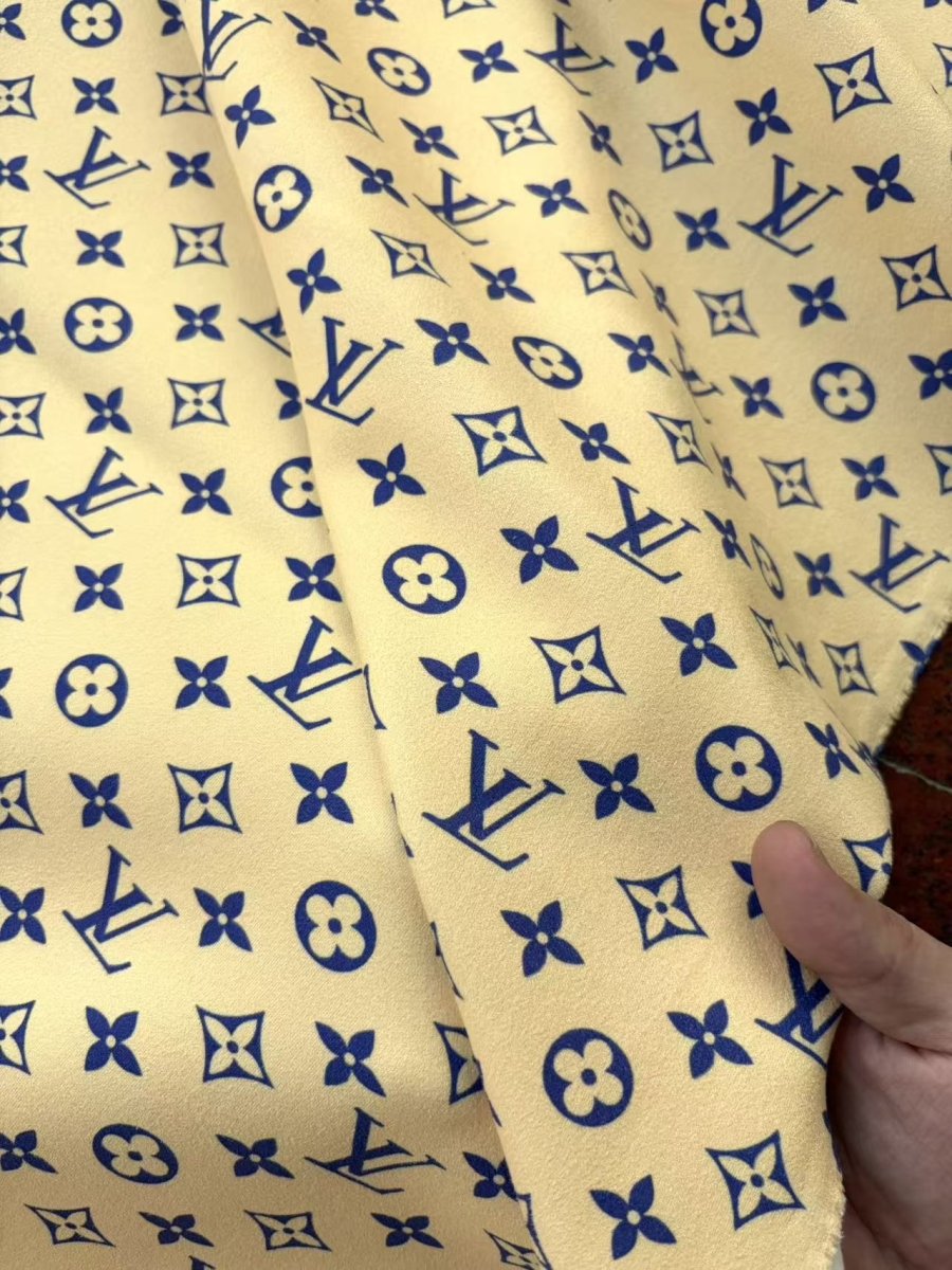 Cream Blue Louis Vuitton Suede Car Upholstery Wrap Fabric - mingfabricstore
