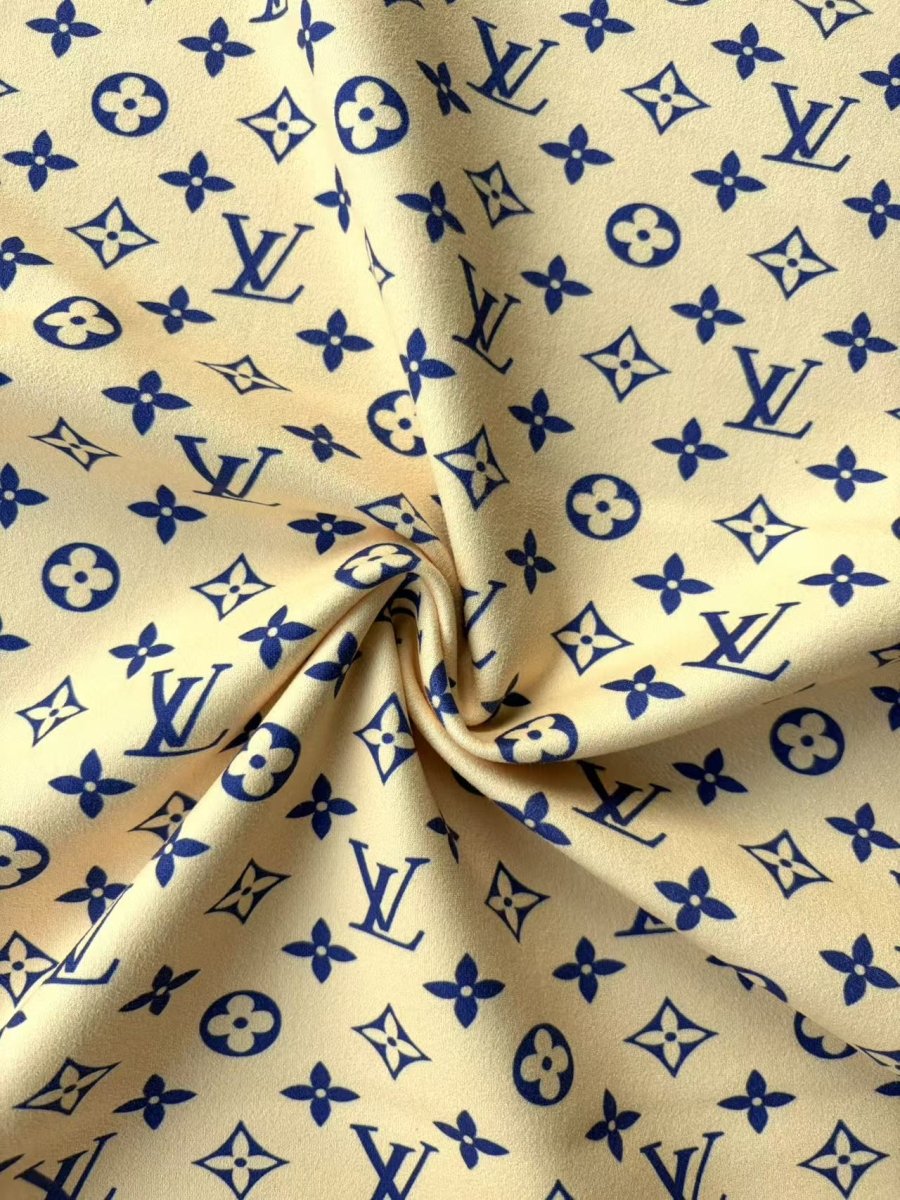 Cream Blue Louis Vuitton Suede Car Upholstery Wrap Fabric - mingfabricstore