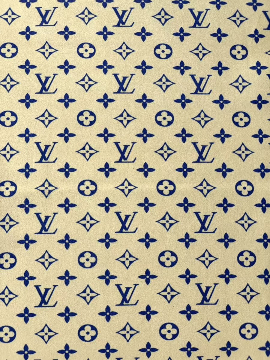 Cream Blue Louis Vuitton Suede Car Upholstery Wrap Fabric - mingfabricstore