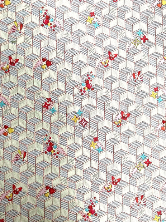 Designer Vinyl Cartoon LV Damier Leather Fabric for DIY Sewing Crafts - mingfabricstore