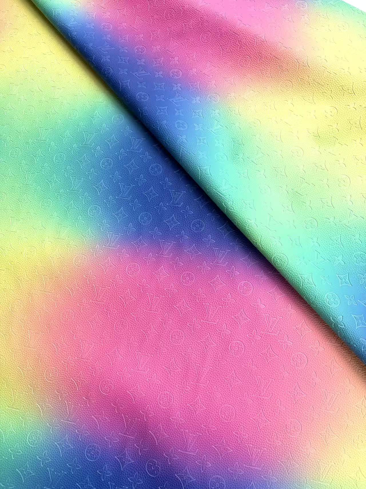 Colorful Gradient LV Embossed DIY Crafts Bag Truck Leather