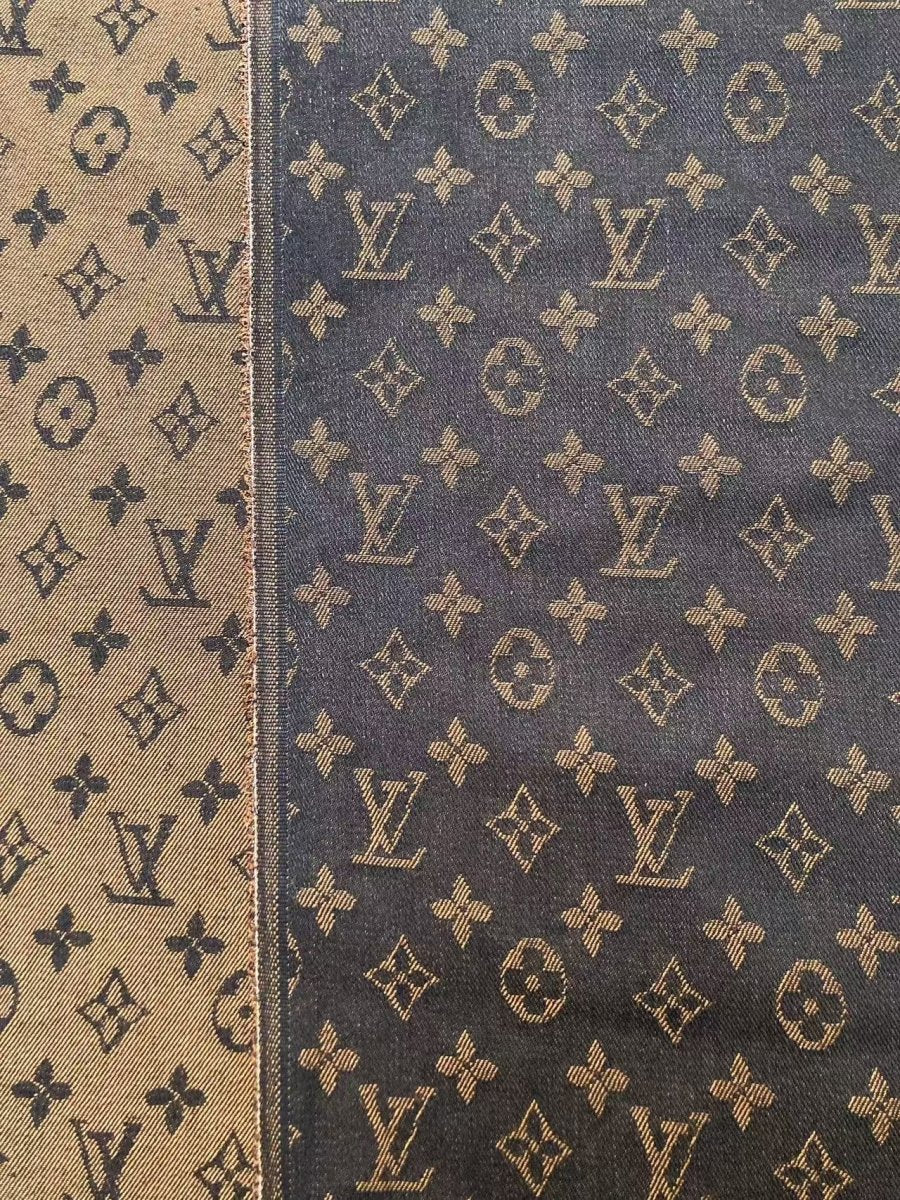 Handmade Sewing Brown LV Denim Favorite for Custom - mingfabricstore