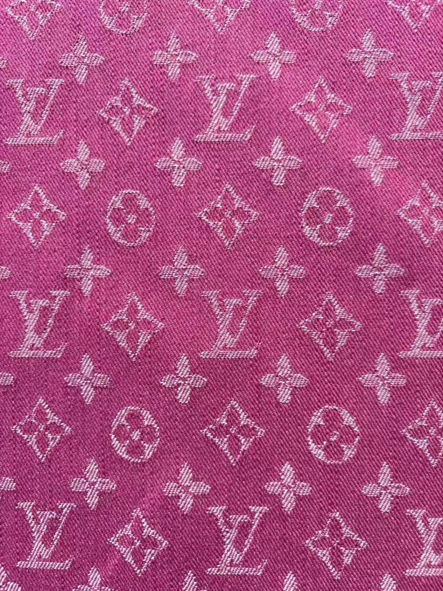 Hot Pink LV Denim Designer Fabric for DIY Crafts Sewing Projects - mingfabricstore