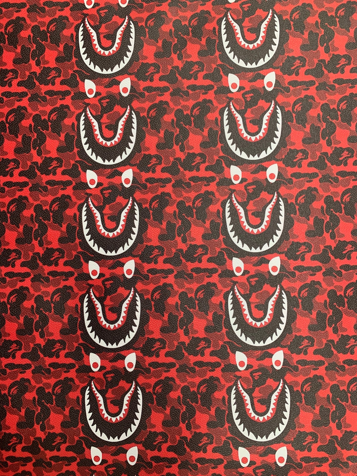Custom Leather Red Bape Shark for Handmade Sneakers Upholstery