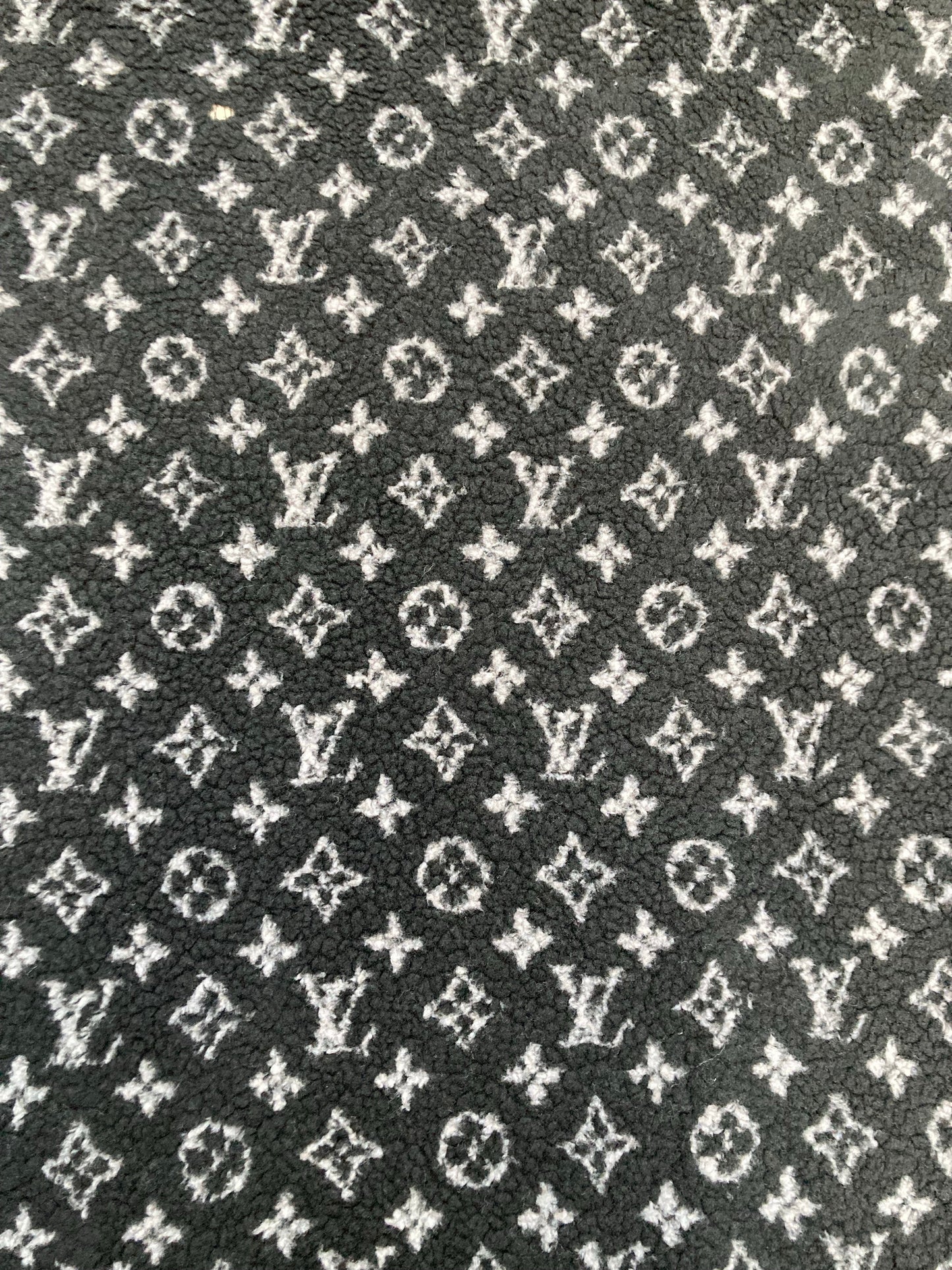 Black Furry Cozy LV Teddy Fleece Flannel Fabric