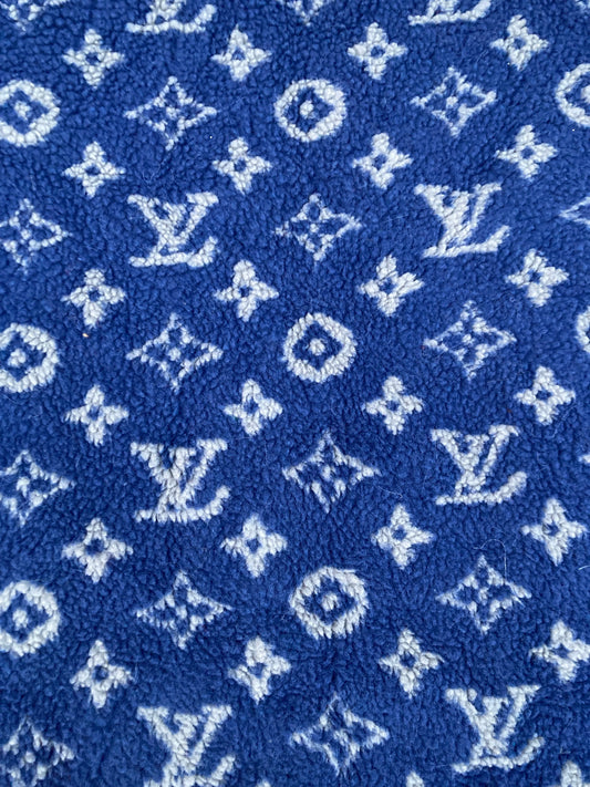 Blue Furry Cozy LV Teddy Flannel Fleece Fabric