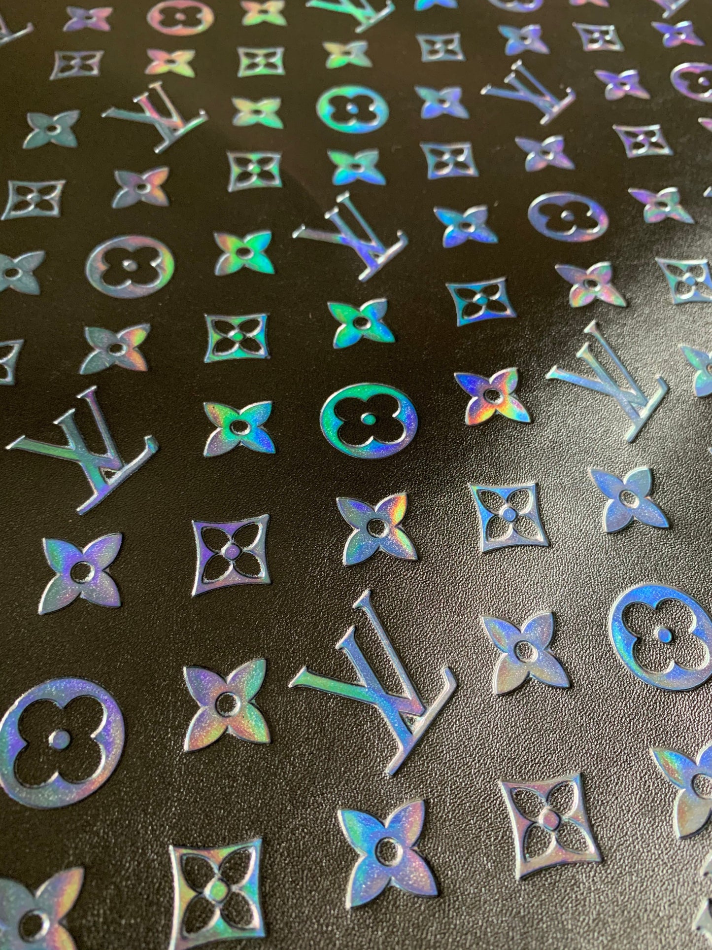 Black Colorful Embossed LV Leather Designer Fabric for Slipper Sneaker