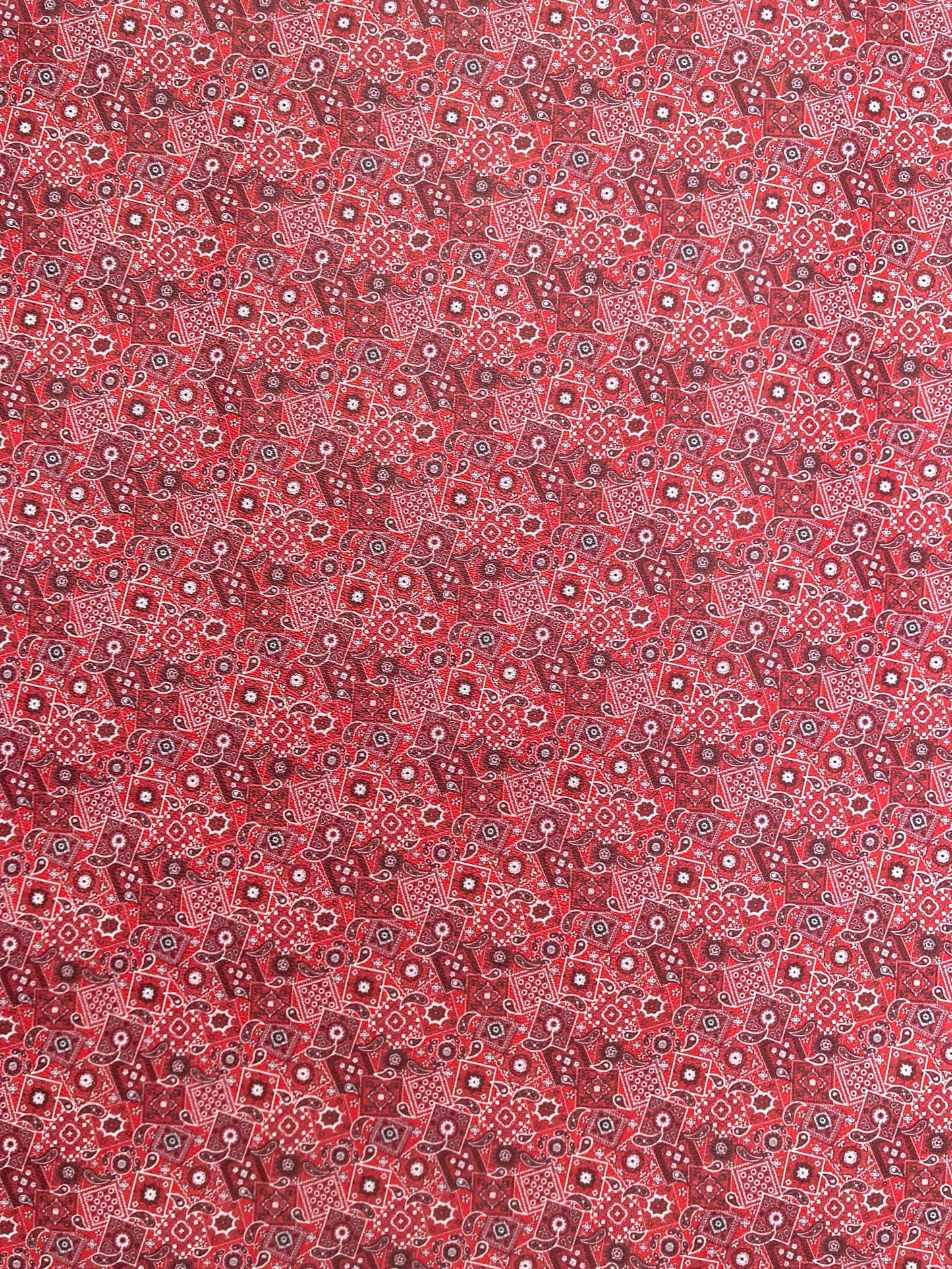 Red Bandana Custom Designer Leather Material for Sneakers Upholstery