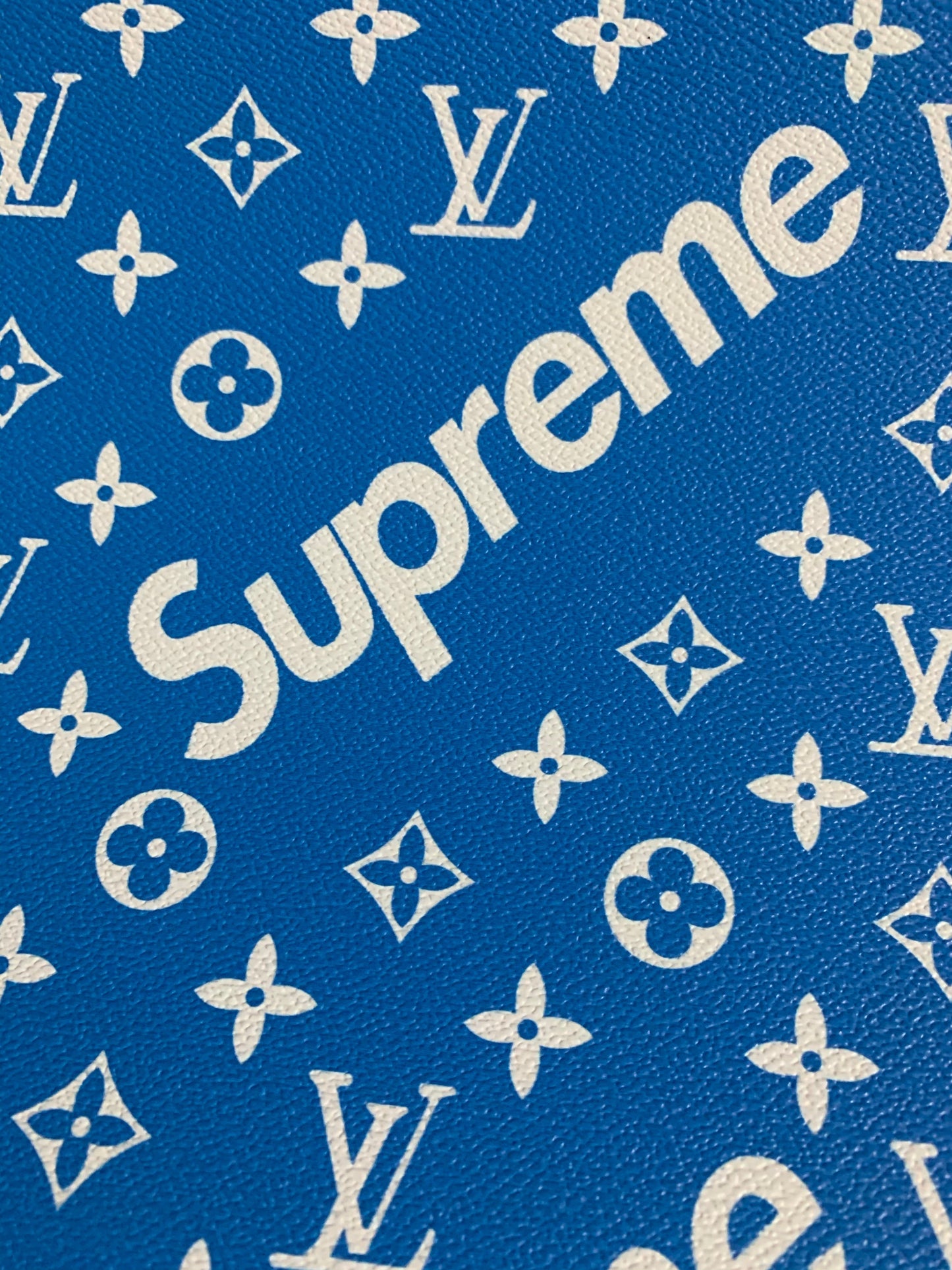 Blue Supreme Faux Leather Fabric for Fashion Custom Sneakers Car Upholstery