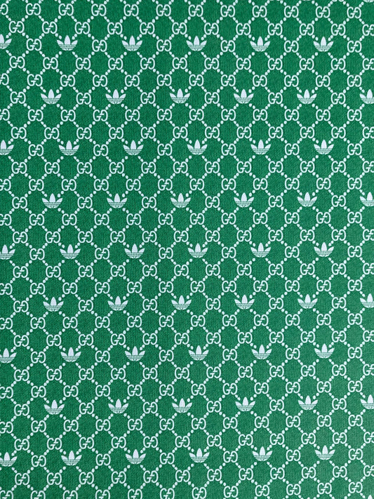 Gucci Adidas Green Vinyl Leather Fabric for Handmade Crafts Custom Sneakers