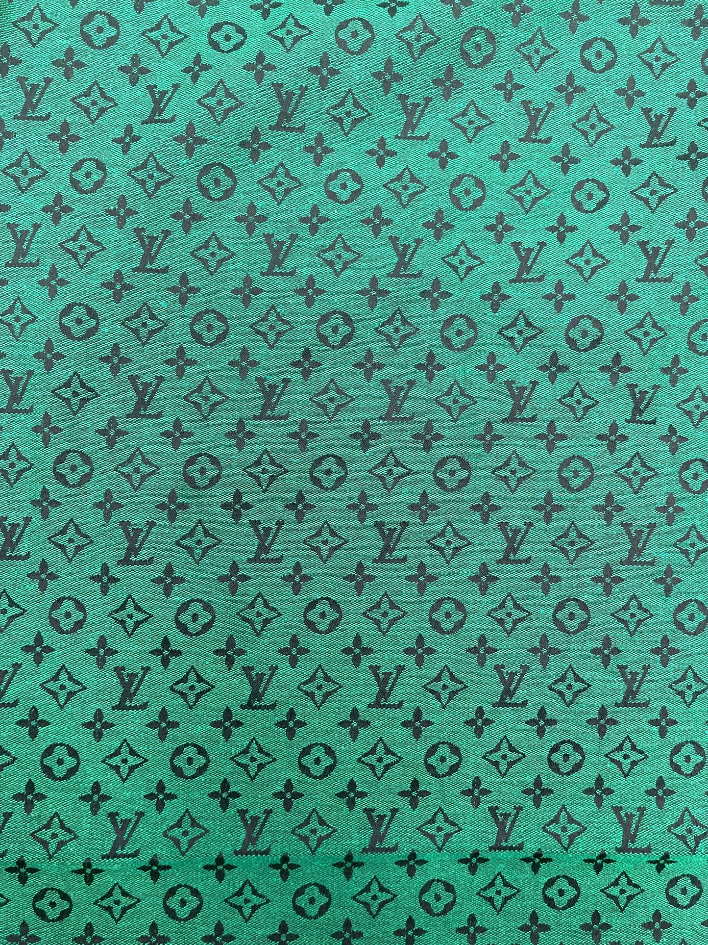 Handmade Green LV Jacquard Fabric for Crafts DIY