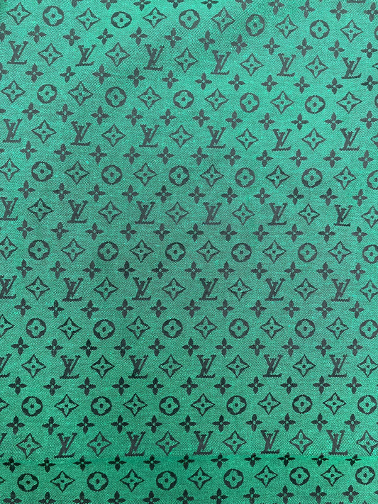 Handmade Green LV Jacquard Fabric for Crafts DIY