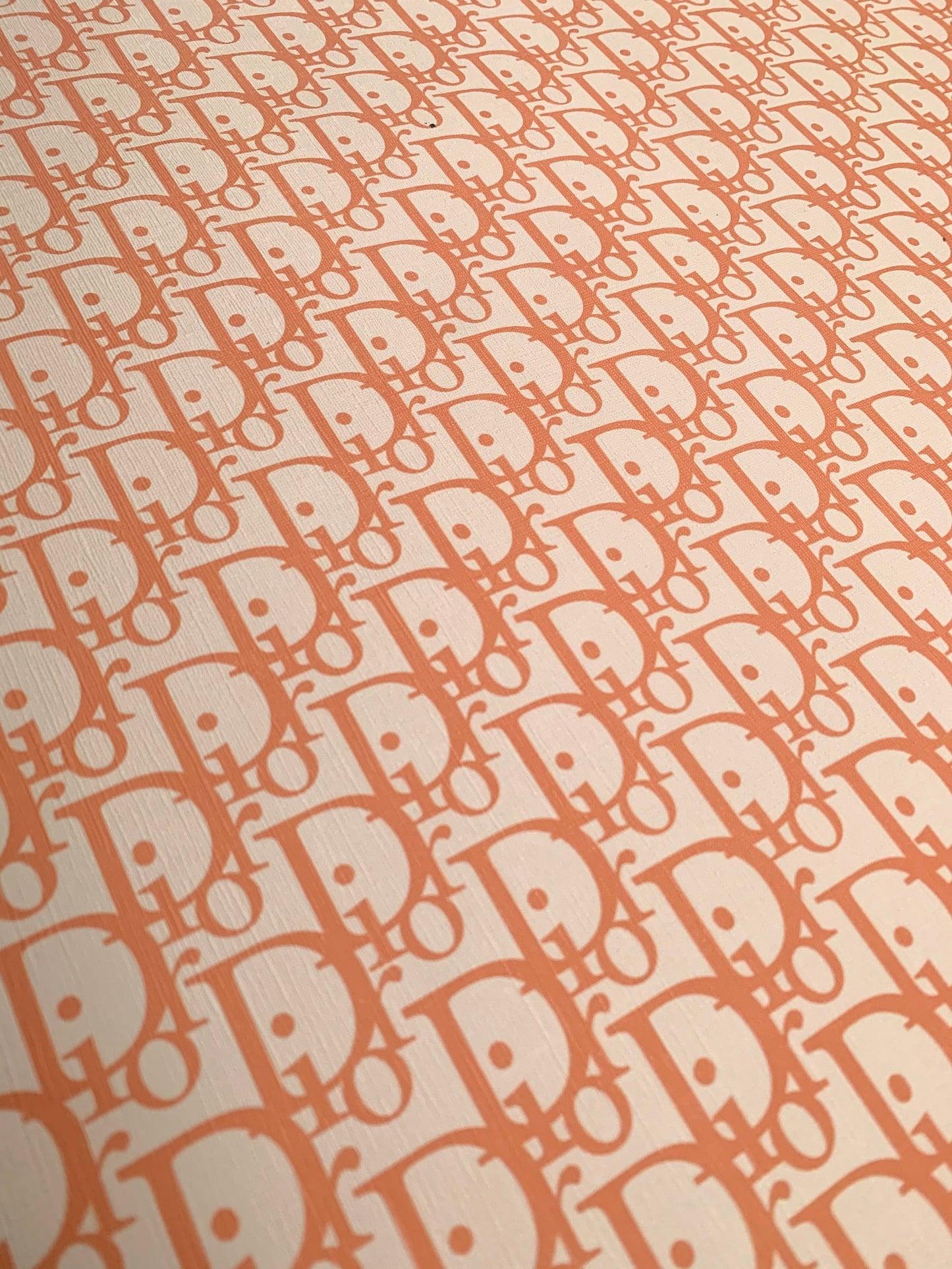 Designer Vinyl Custom Orange Dior Leather Fabric for Sneaker Upholstery