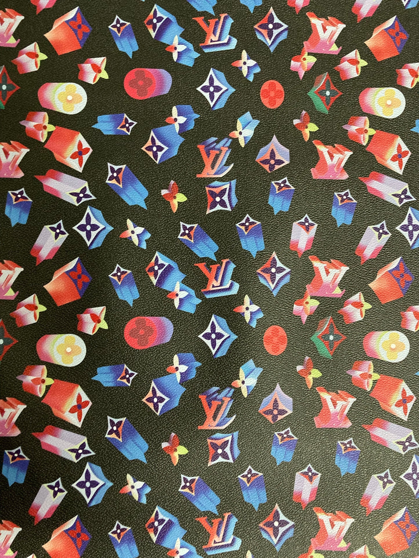 Custom Leather Vinyl Flashing LV Fabric for Custom Sneakers Upholstery