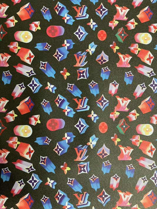 Custom Leather Vinyl Flashing LV Fabric for Custom Sneakers Upholstery