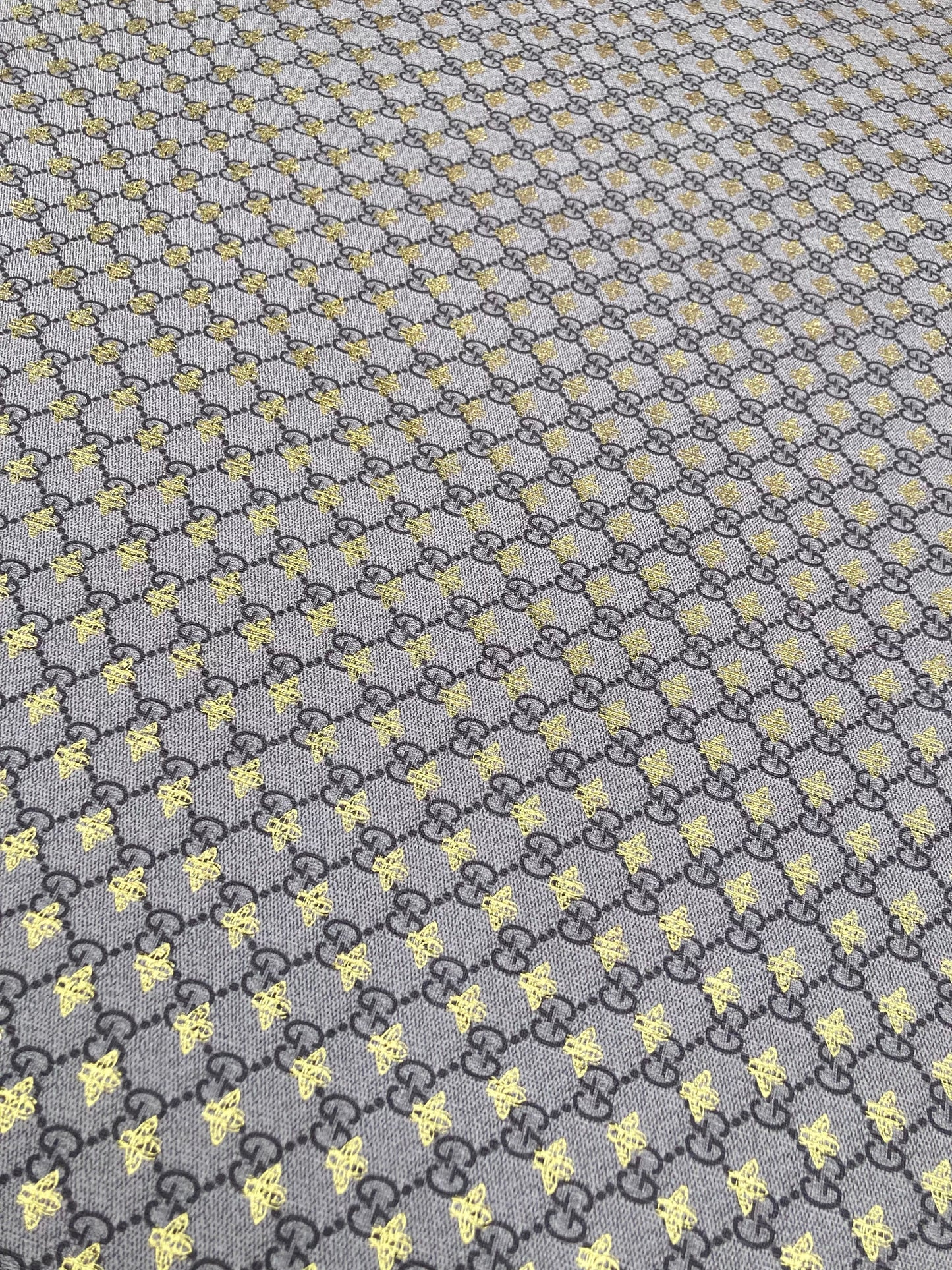 Designer Classic Gucci Bee Bronze Vinyl Leather Fabric for DIY Bag Upholstery