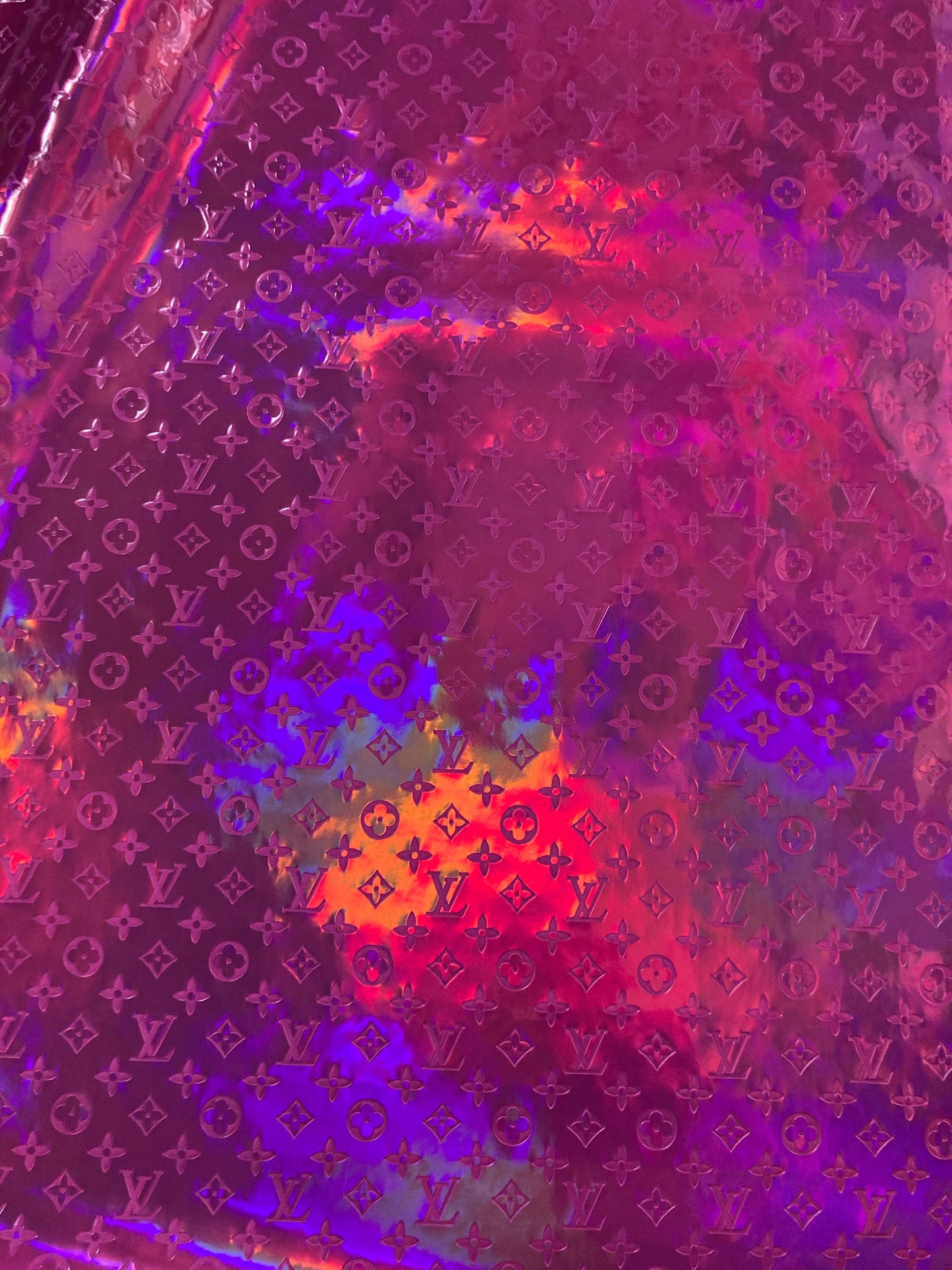 Handcraft Leather Pink Hologram LV Material for Custom Sneakers