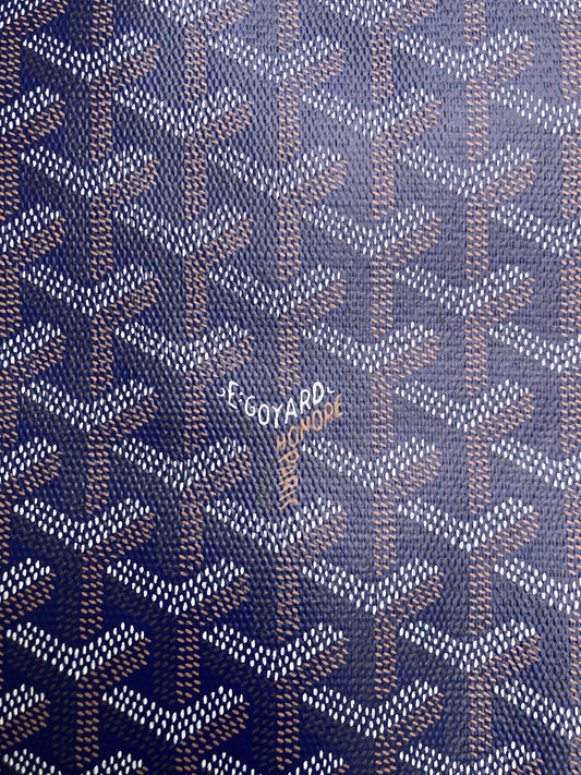 Handmade Leather Navy Goyard Vinyl Material for Custom Wallet