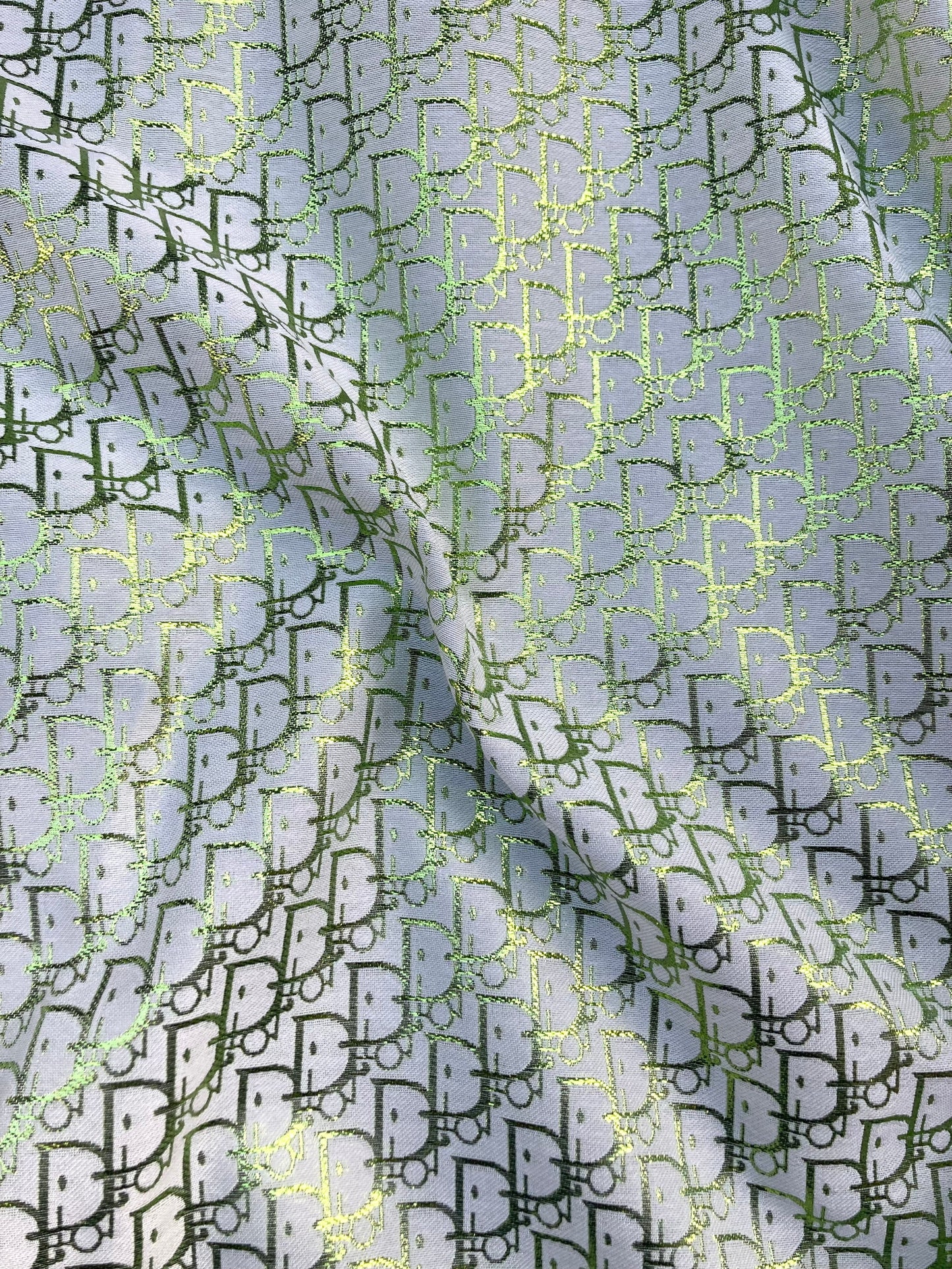 Handmade Crafts Fabric Green Shiny Dior for Custom Sewing