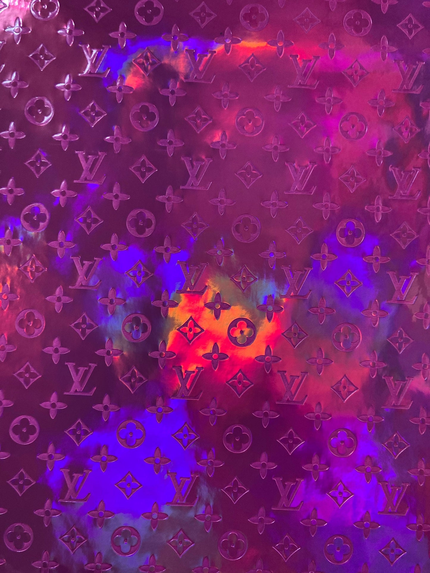 Handcraft Leather Pink Hologram LV Material for Custom Sneakers