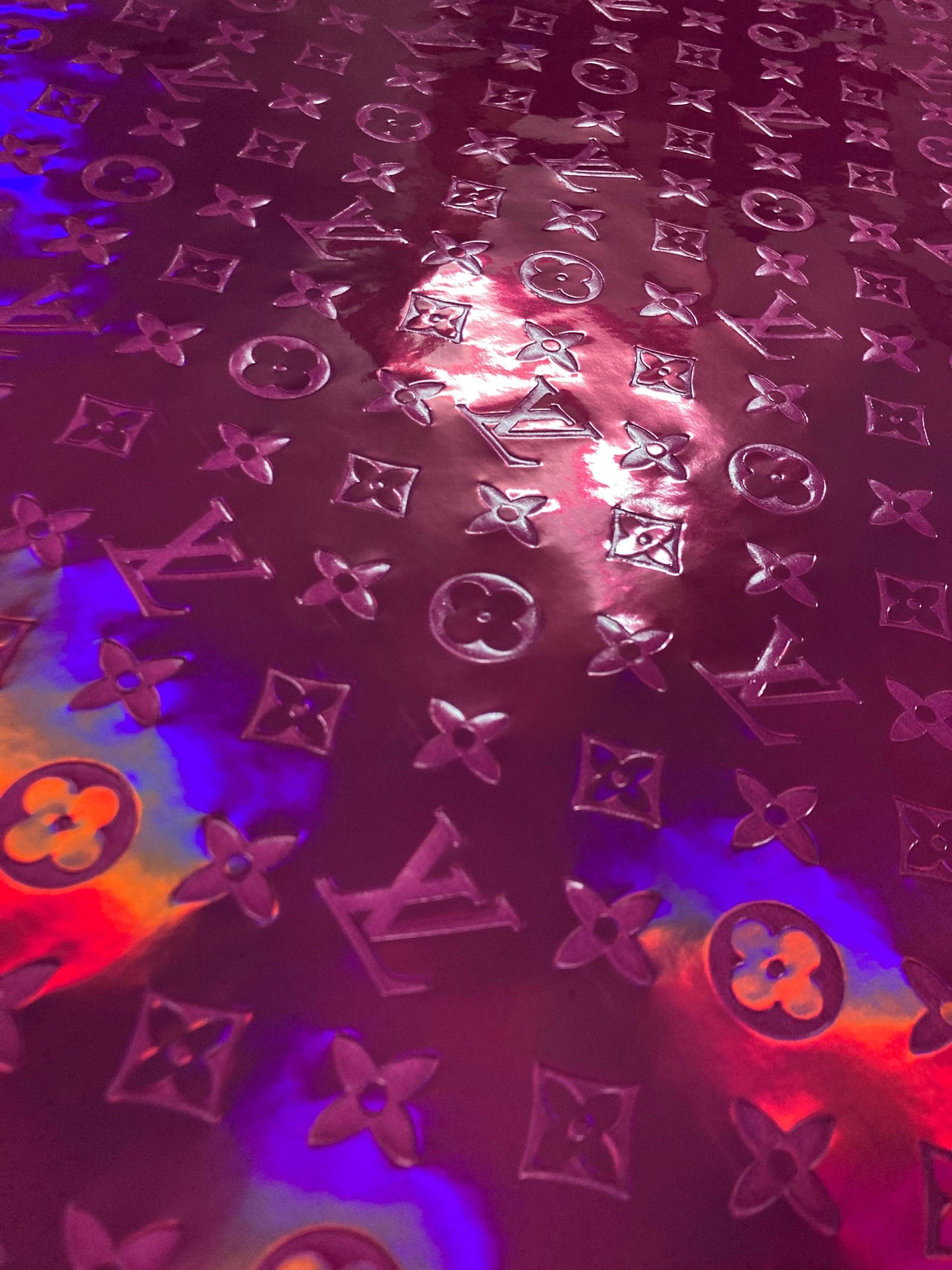 Handcraft Leather Pink Hologram LV Material for Custom Sneakers