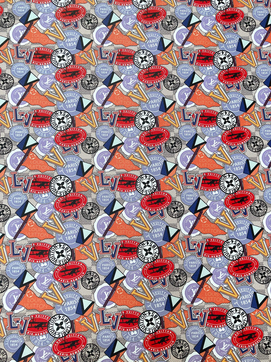 Custom Leather Handcraft  Material Vintage LV Pattern Vinyl Fabric for Bag Sneakers