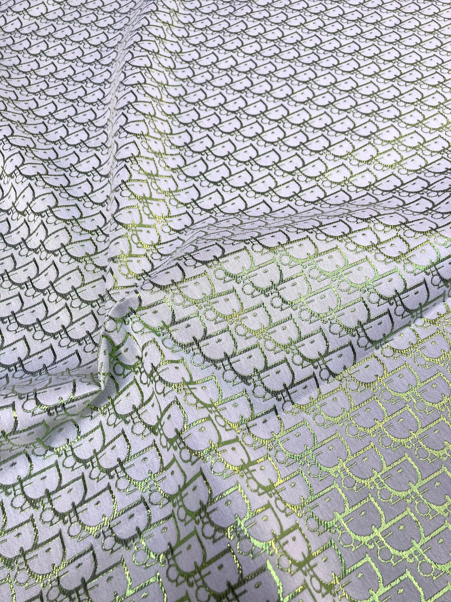 Handmade Crafts Fabric Green Shiny Dior for Custom Sewing