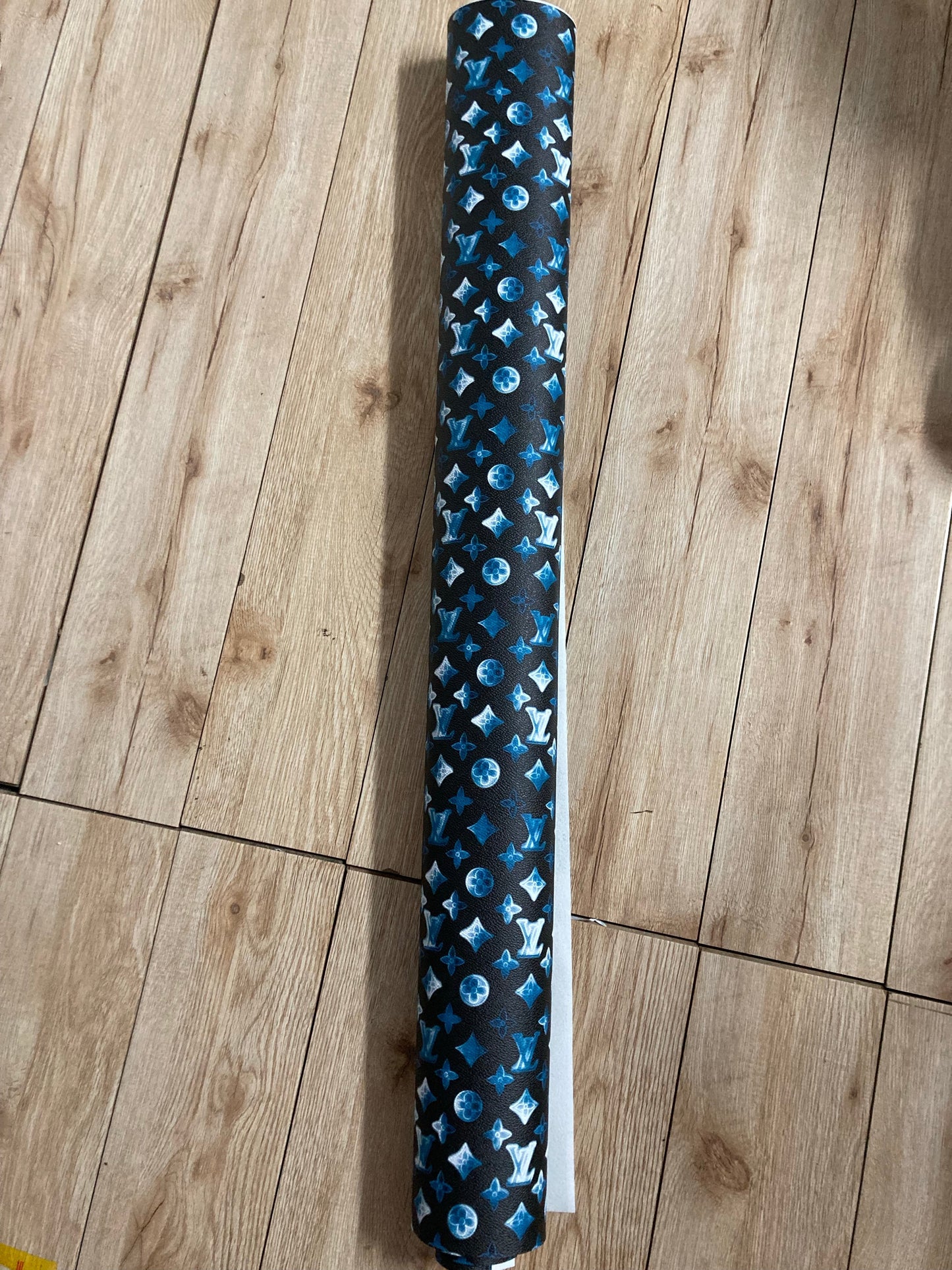 Custom Leather Blue LV For Sneakers Handmade Crafts