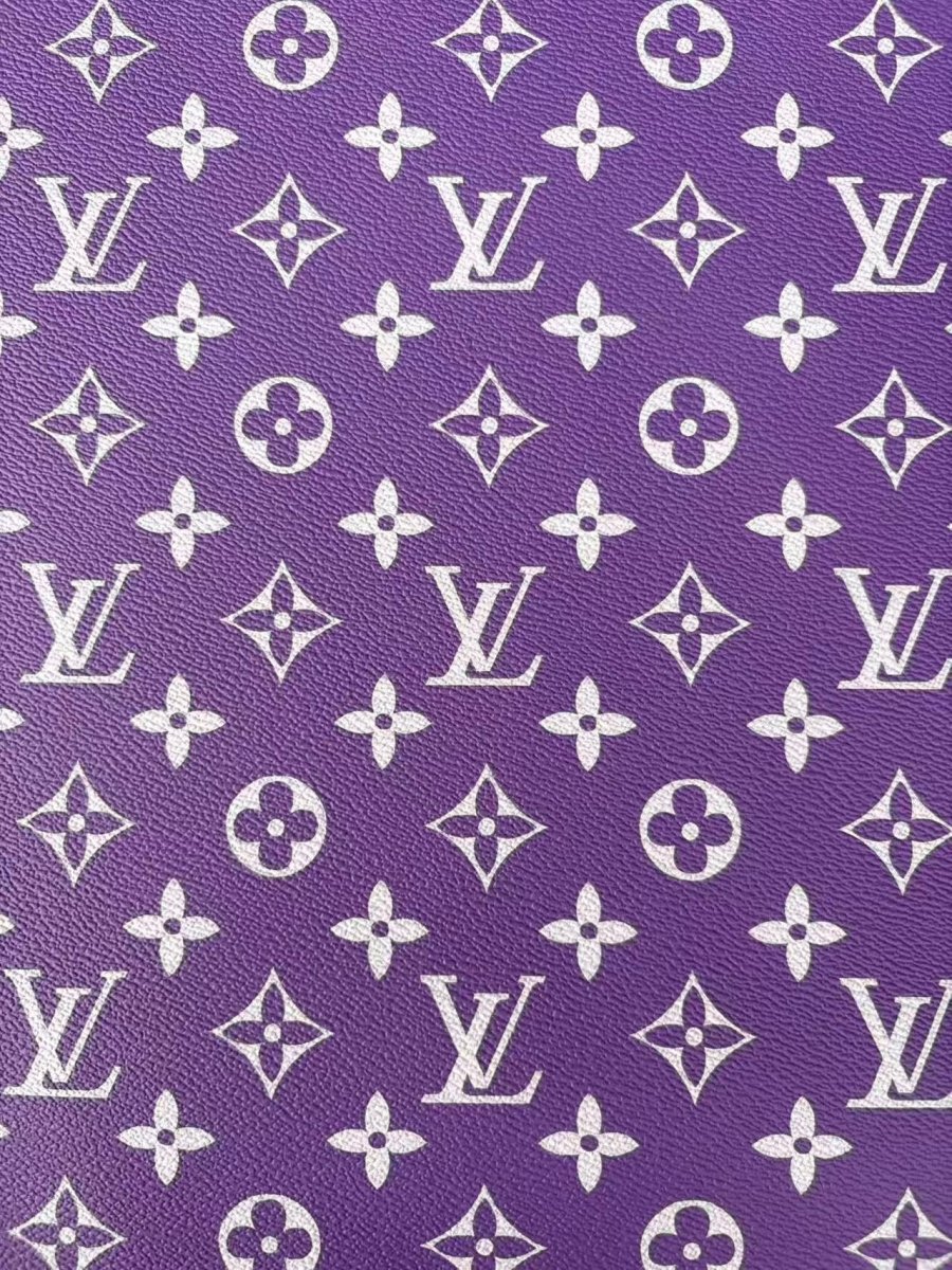 Purple LV Leather Sheet Designer Fabric for DIY Crafts Car Upholstery - mingfabricstore