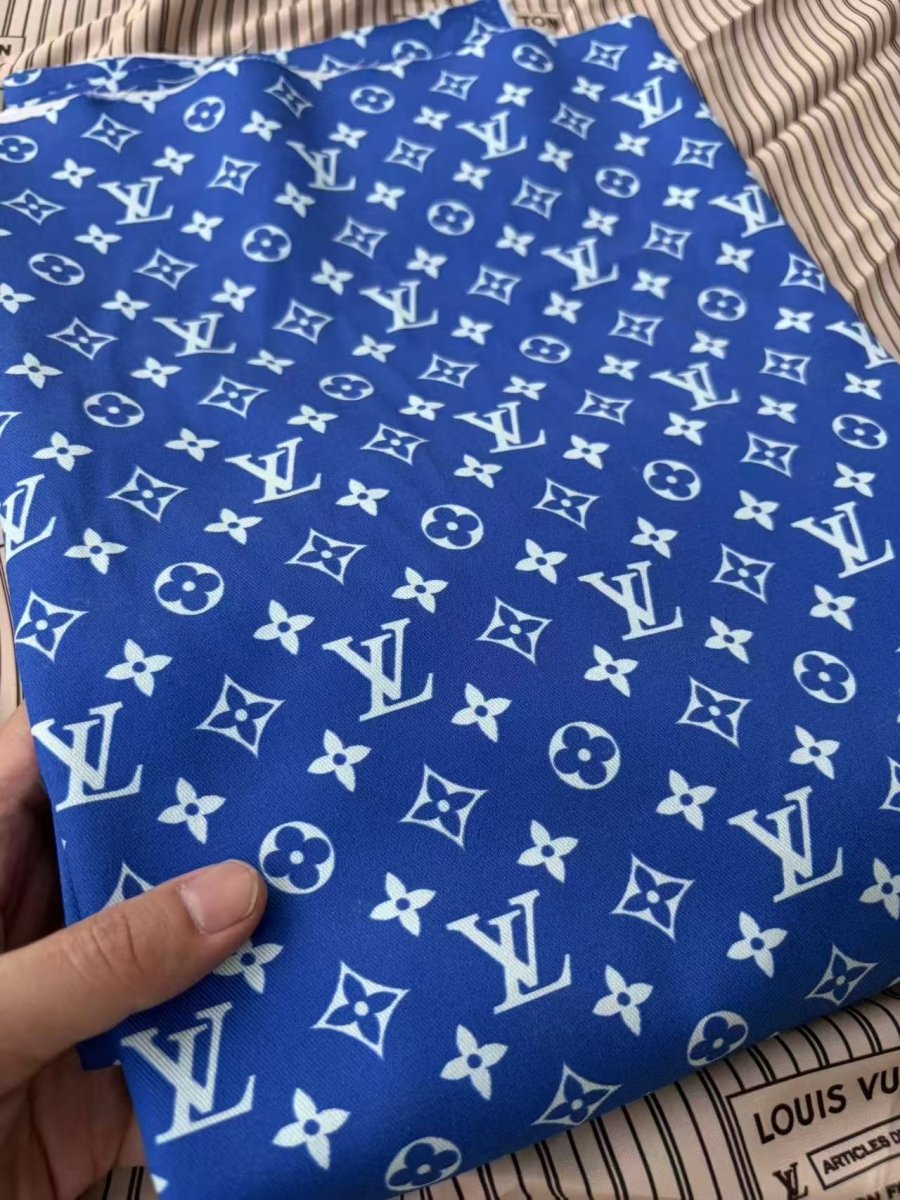 Royal Blue LV Cotton Fabric Sold by Yard for Sewing Crafts Projects - mingfabricstore