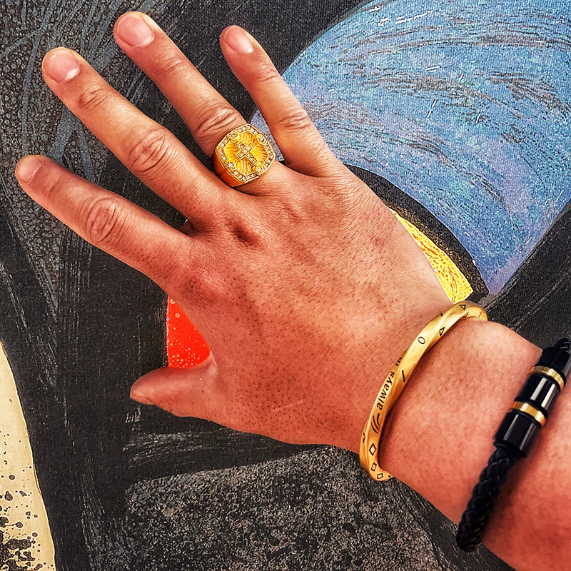 Cross Diamond Gold Ring