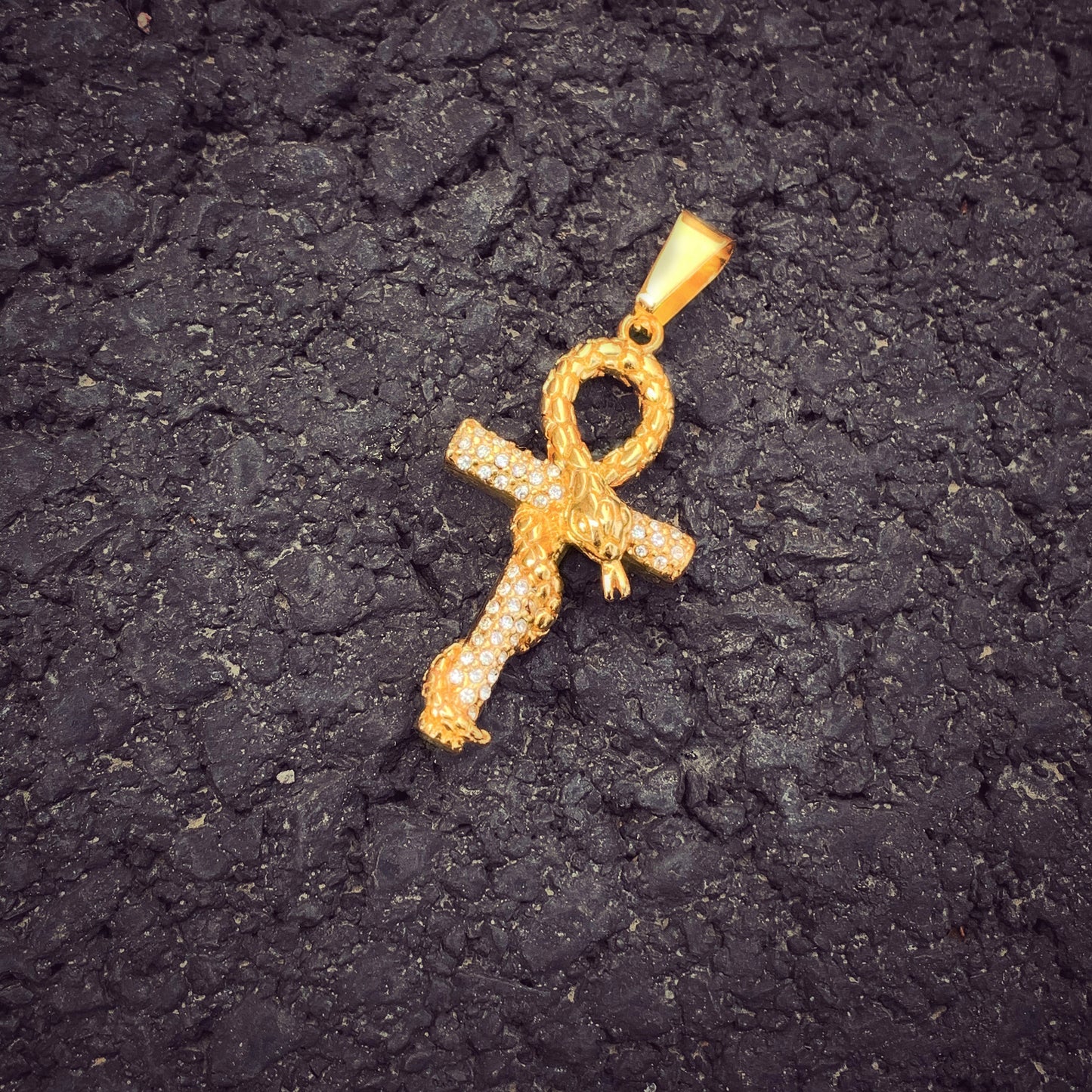 Cross Snake Diamond Pendant