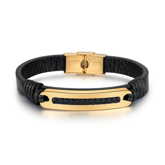 Metal Lock Leather Bracelet