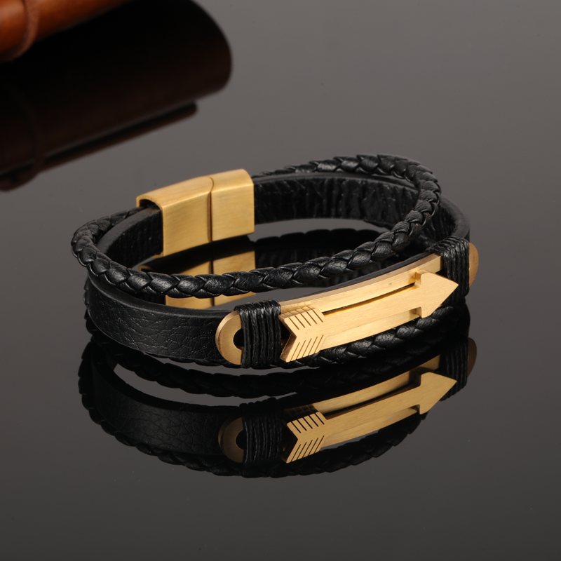 Metal Arrow Leather Bracelet