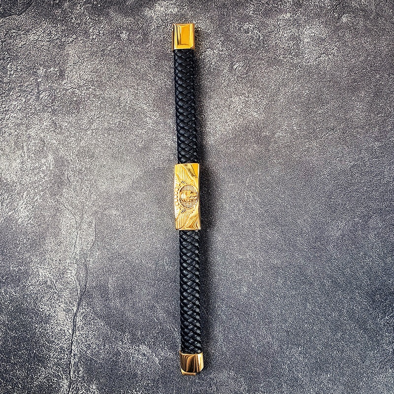Metal Skull Leather Bracelet