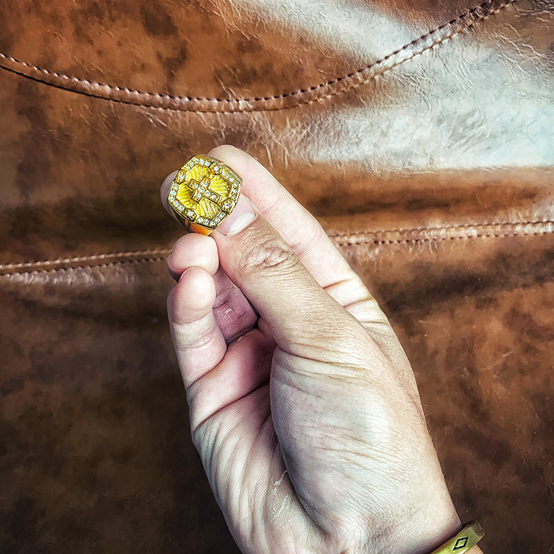 Cross Diamond Gold Ring